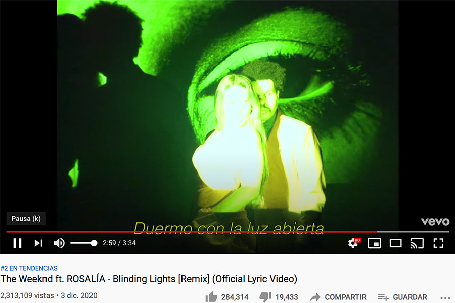 Rosalia The Weekend duermo con la luz abierta remix