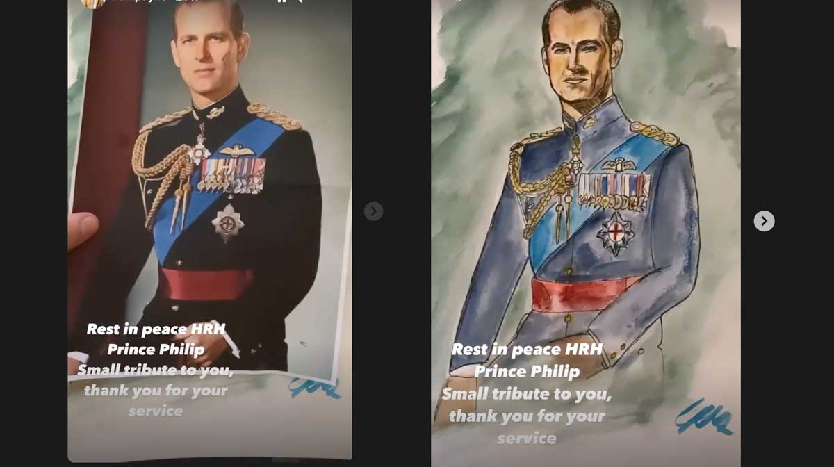 Liam Payne pinta un retrato del príncipe Felipe de Edimburgo como homenaje