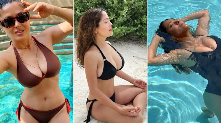 Salma Hayek no tiene planes de dejar de publicar fotos en bikini: "No me avergüenzo de ello"