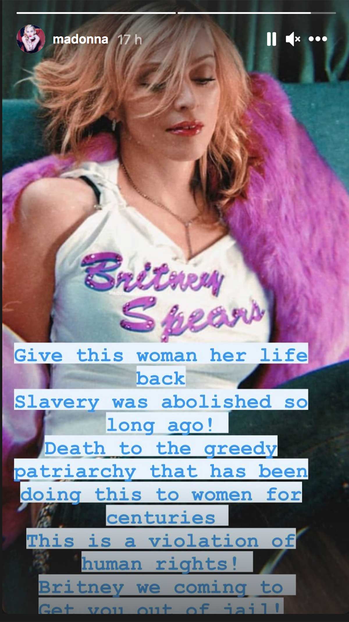 Madonna sobre tutela de Britney Spears: 'es una violación a los derechos humanos'