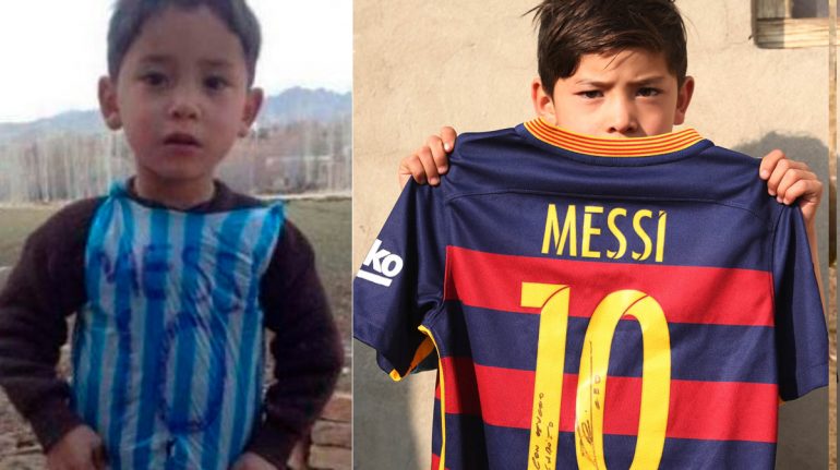 'Sálvenme': niño viral por camiseta de plástico de Messi pide ayuda para huir de los talibanes