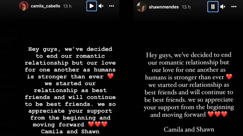 Camila Cabello y Shawn Mendes se separan